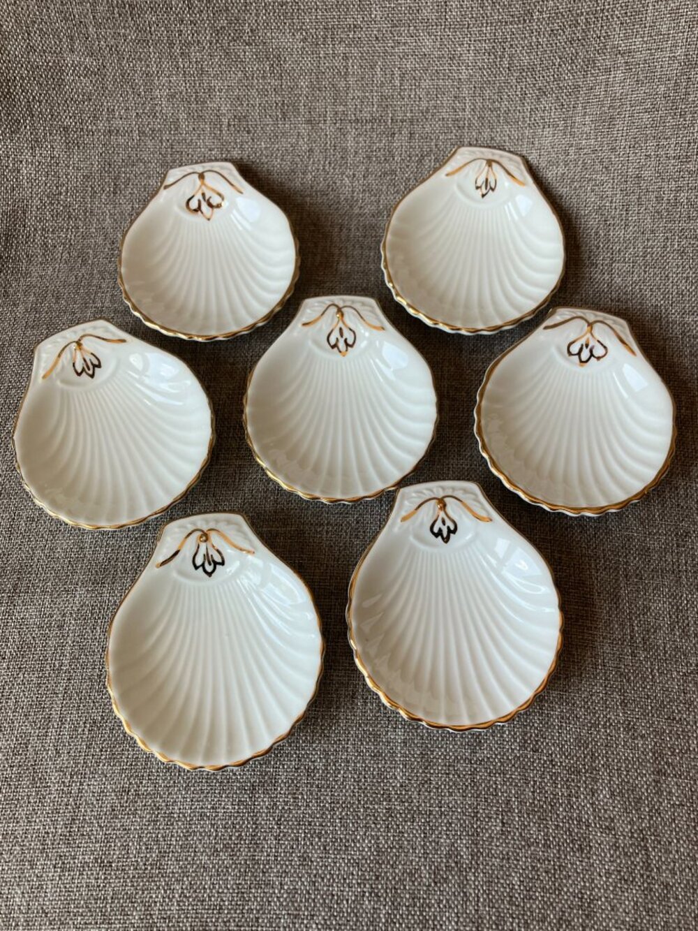 7pcs. Vintage CUNARD LINE Ocean Liner Souvenir Shell Dishes Foley Bone China